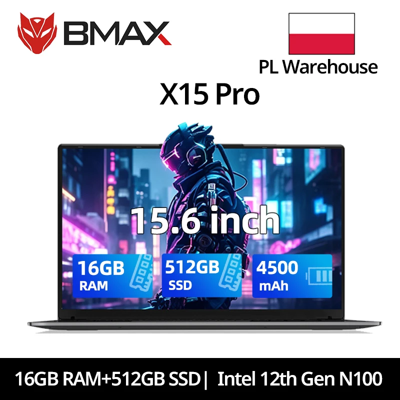 Bmax X15 Pro 15,6 Zoll 16GB RAM 512GB SSD Intel 12. Gen N100 Prozessor Windows 11 Notebook 1920*1080 HDMI WLAN USB PC Laptop
