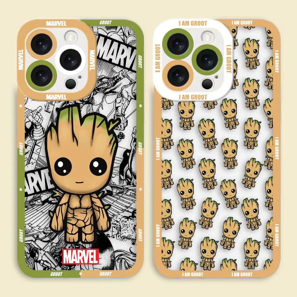 Funda de teléfono Marvel Cute Baby Groot para Samsung A02 A03S A03 A04 A05 A05S A06 A7 A10 A12 A13 A14 A15 A16 NOTA 10 20 funda transparente