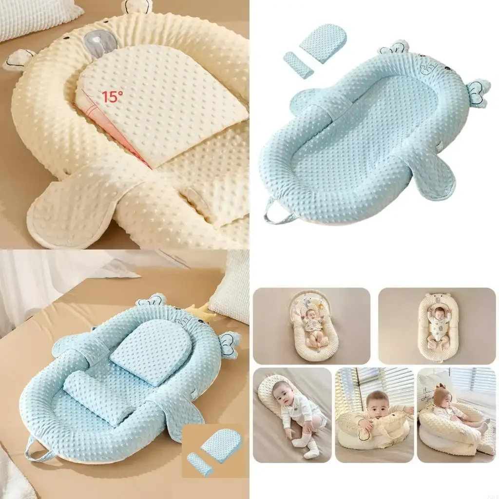 

Detachable Baby Soothing Bed Portable Travel Cot Multifunctional Sleep Cushion with Slope Pad for Newborns Infants 15UB