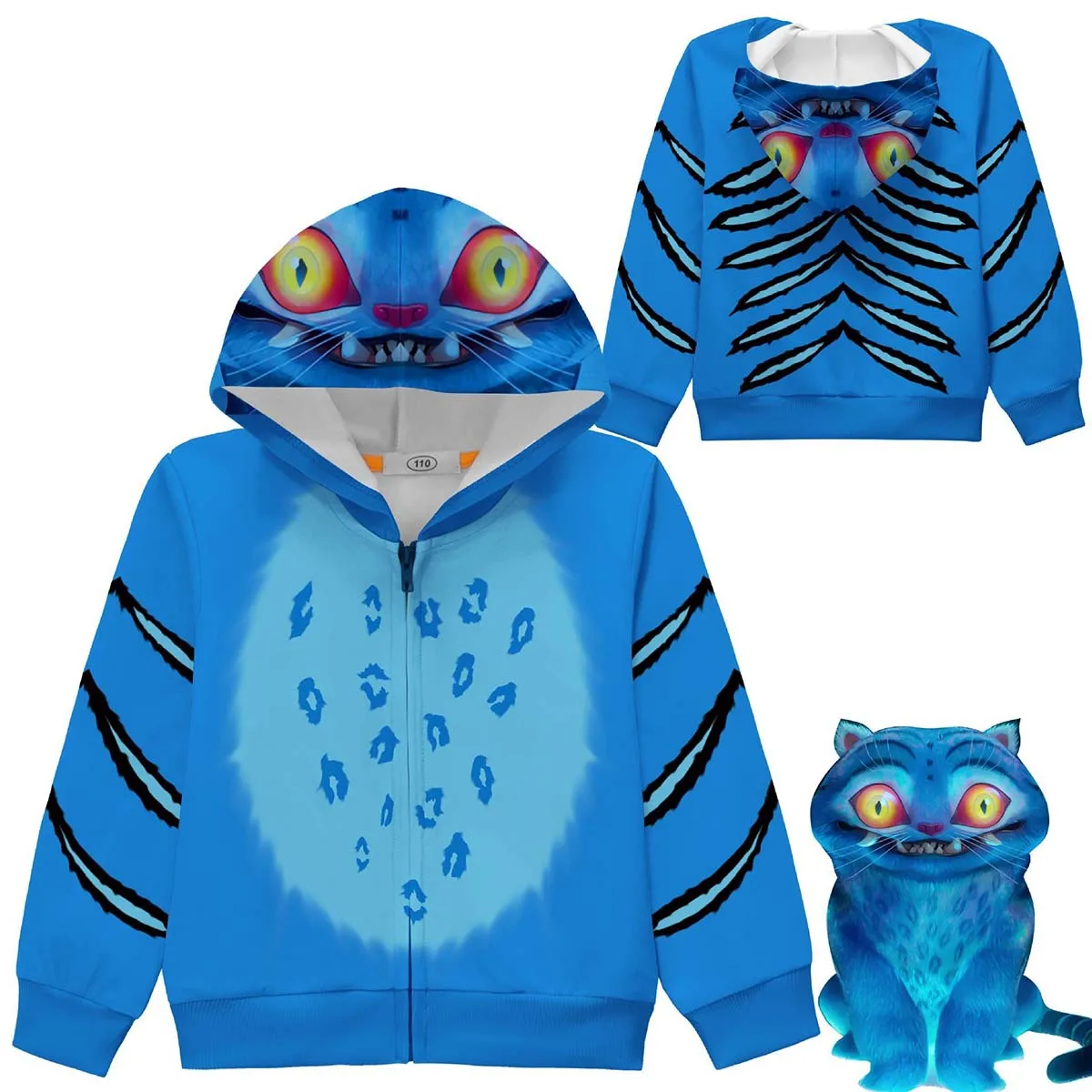 

Boys Girls Halloween KPop Demon Hunters the Tiger Hoodie Jacket Outfit For Kids