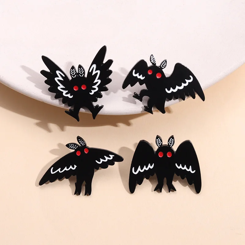 Custom Red Eye Mothman Enamel Pins American Comic Mysterious Creatures Brooches Lapel Badges Gothic Jewelry Gifts Wholesale