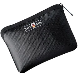 Fireproof File Bag Storage Double-sided Waterproof Portable Safe Pouch Wallet Black Explosion Blast-proof