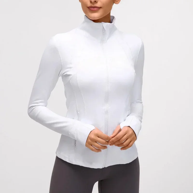 Traje de yoga clásico con cuello levantado, cárdigan para correr y fitness elástico y transpirable, chaqueta deportiva para Pilates y desplazamientos