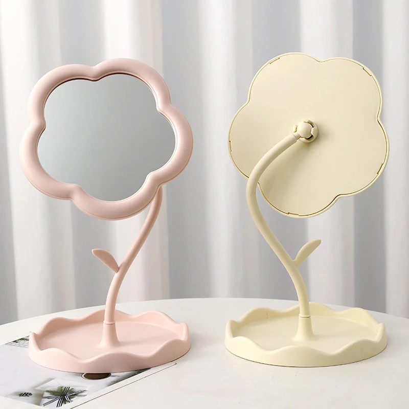 Flower Shaped Desktop Mirror Hanging Jewelry High-definition Makeup Glass Beauty Mirrors Desktop Makeup Mirror Home Ornaments