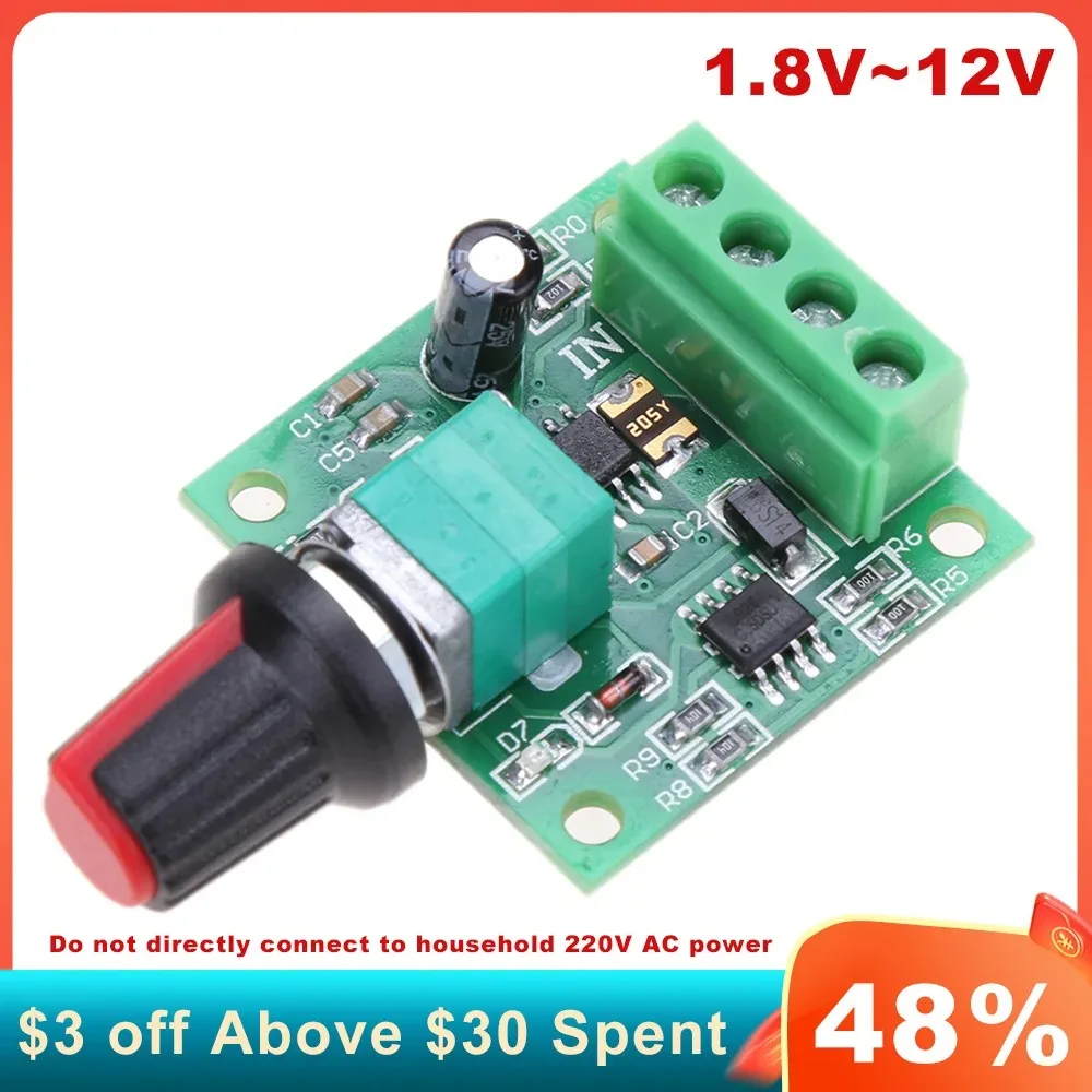 DC New 1.8V 3V 5V 6V 12V 2A Low Voltage Regulator Dimmers Motor Speed Controller Thermostat Electronic Voltage Regulator Module