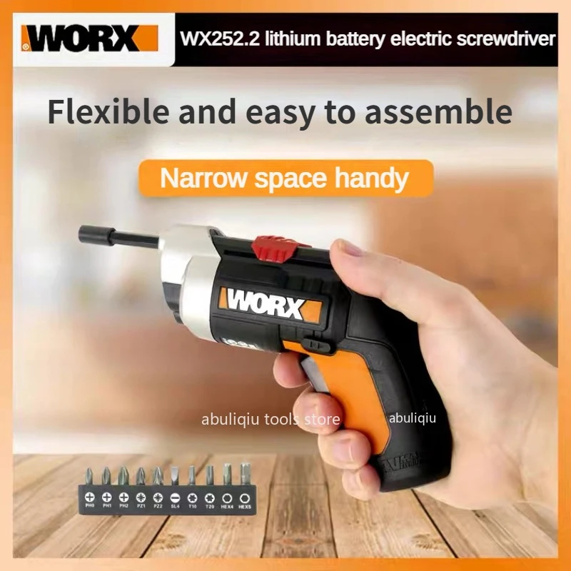 Worx WX252.2ไขควงไฟฟ้าขนาดเล็ก4V, ชุดไขควงไฟฟ้าไร้สายอัจฉริยะปรับขนาดได้ชุดขับสกรูชาร์จไฟ USB เครื่องมือเจาะ