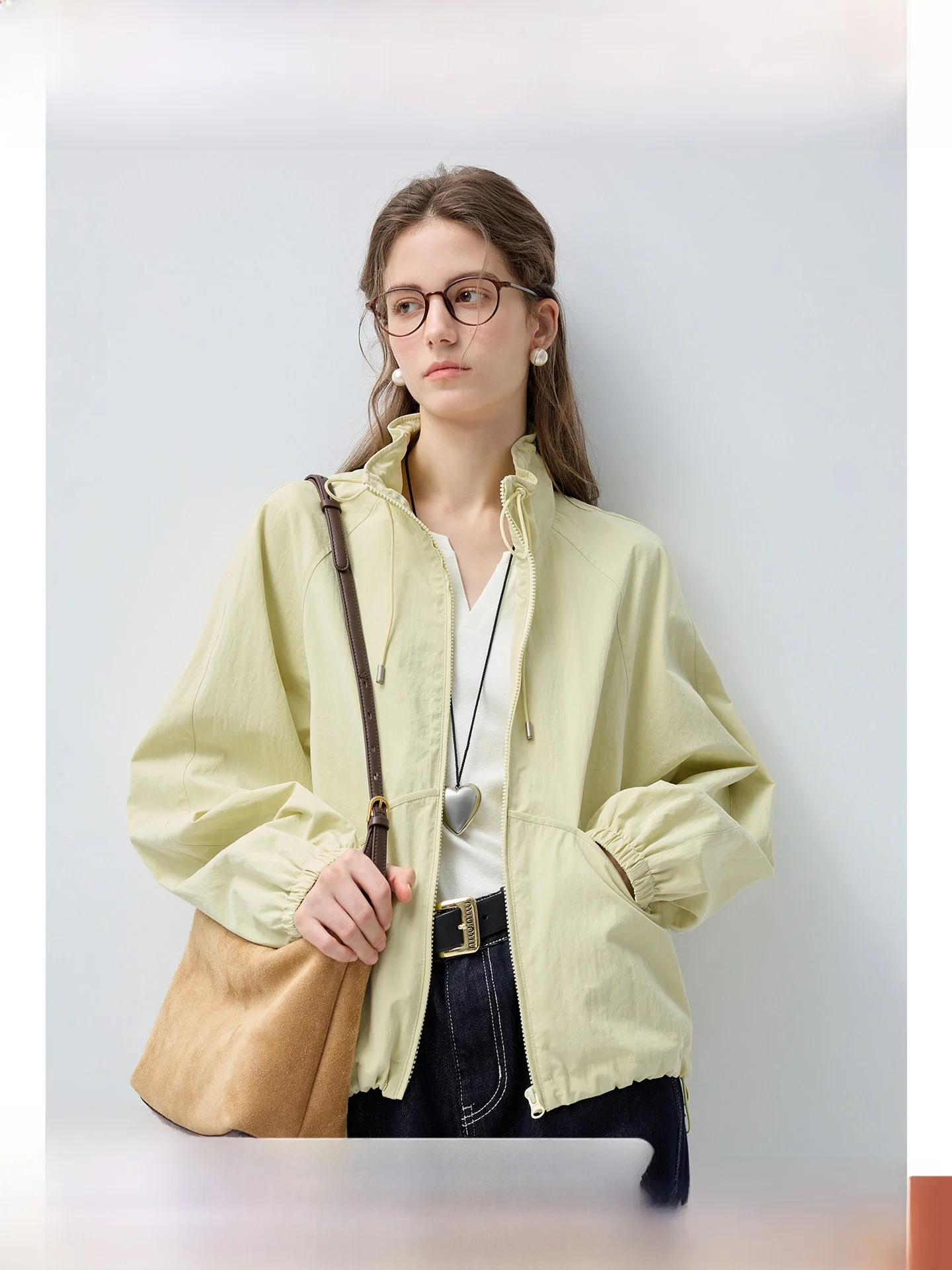 

Женская укороченная куртка Rui больших размеров с воротником-стойкой, повседневная, универсальная, весенняя новинка, для полных женщин, стройнящий топ