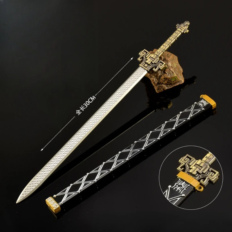 30cm/11.81in 진의 달 주변기기 Tianwen 검 중국 무술 무기 애니메이션 검 금속 모델 데스크탑 공예 장식품