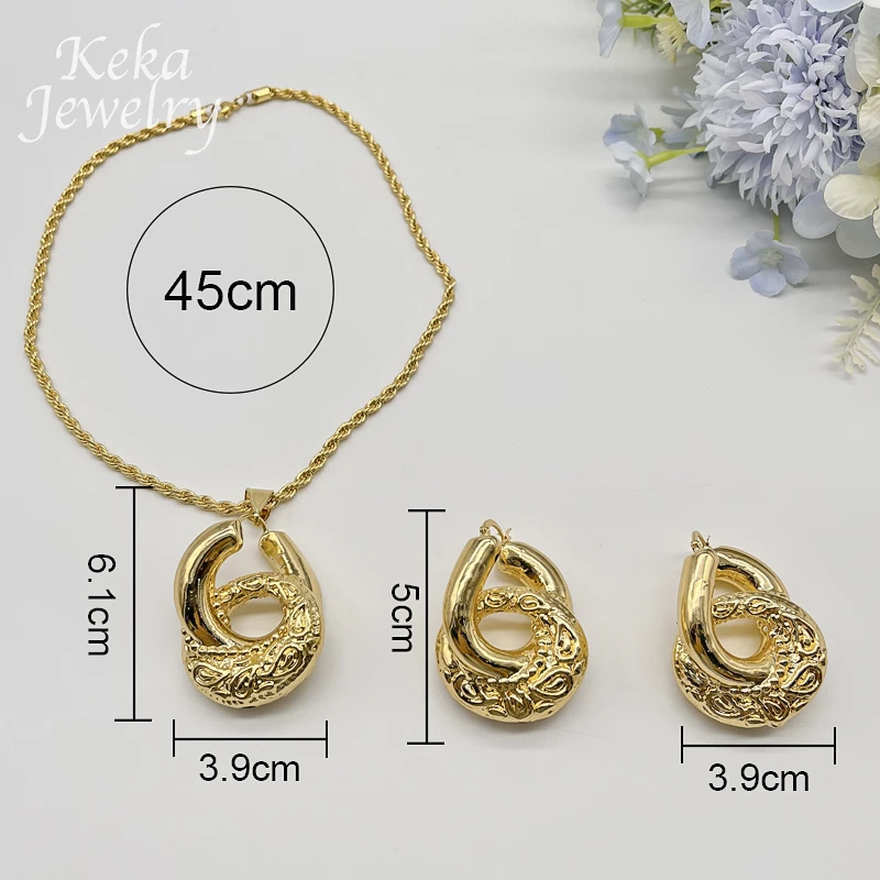 African Gold Plated Jewelry Set Germany ltaly Women Classics Fashion Design Earrings Pendant Wedding America Party Jewelry