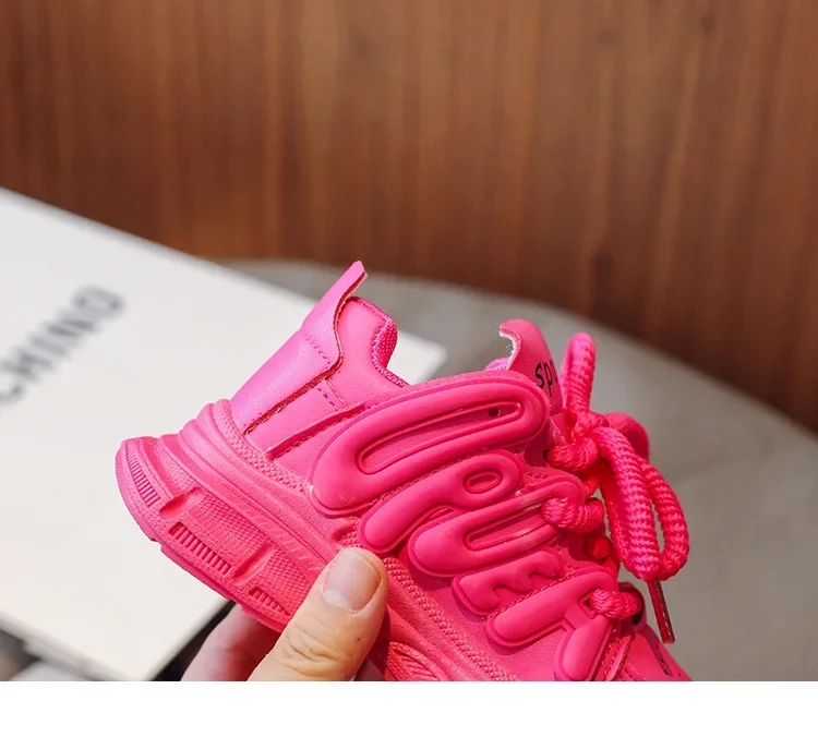 Frühling Herbst Jungen Mädchen Einfarbige Dad-Schuhe Kinder Dickbesohlte Atmungsaktive Weiche Rutschfeste Laufschuhe Kinder Campus Freizeitschuhe – Detail 16