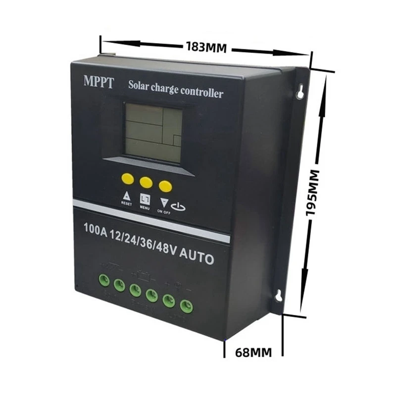 MPPT/PWM Solar Charge Controller 12V/24V/36V/48V Auto Controller Solar PV Battery Charger with LCD & Dual USB(100A)