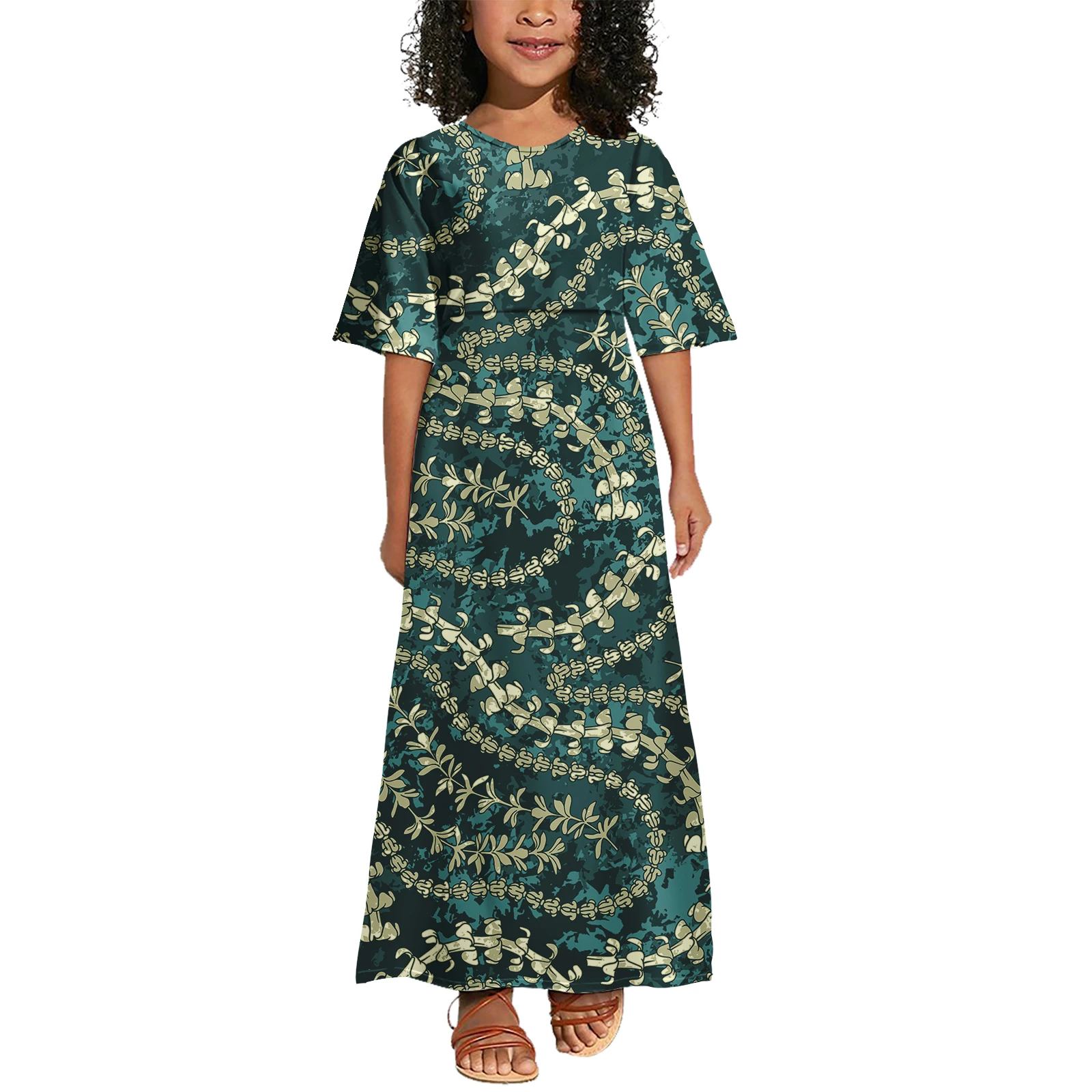 Hawaiian Polynesian Design Casual Dress For Kids Children Custom Tonga Tribal Printed Birthday Party Girls Dresses