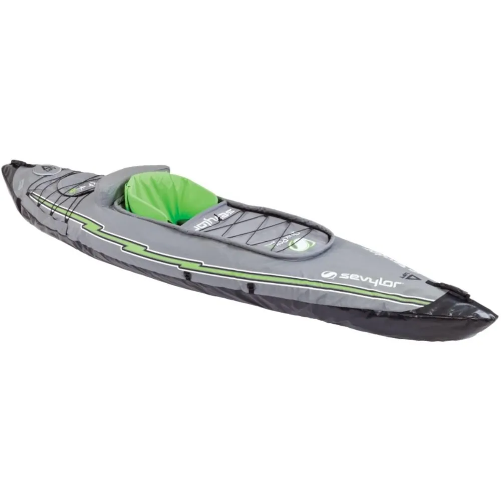 

QuickPak K5 24 Gauge PVC Polyester 1 Person Inflatable Kayak w/Hand Pump, Paddle, Double