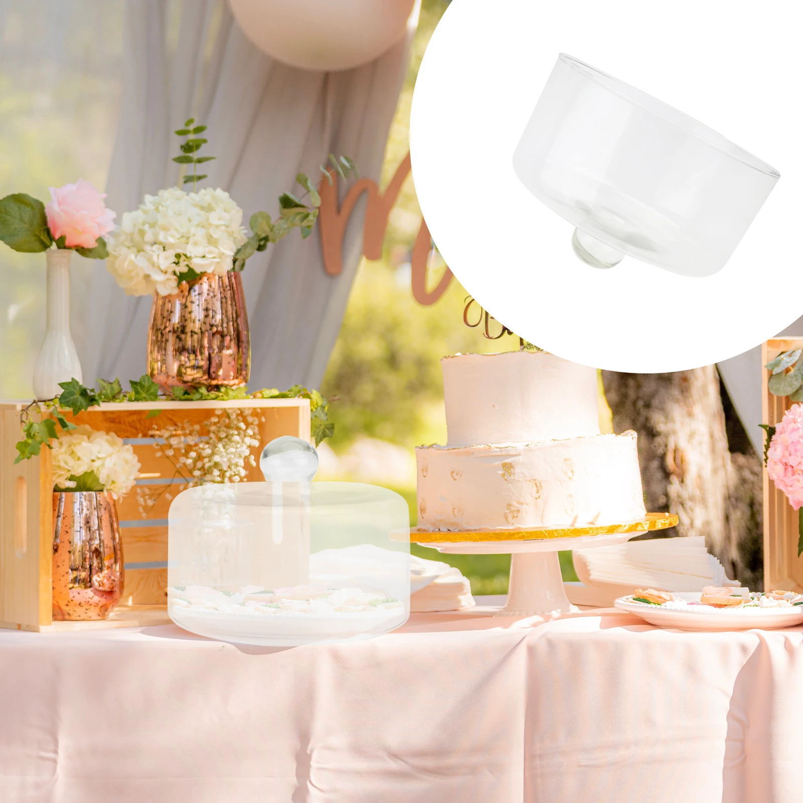 

1Pcs Cake Glass Cover Crystal Clear Transparent Dome for Food Storage Bread Cupcake Fruit Protection Snack Sweets Lid Kitchen