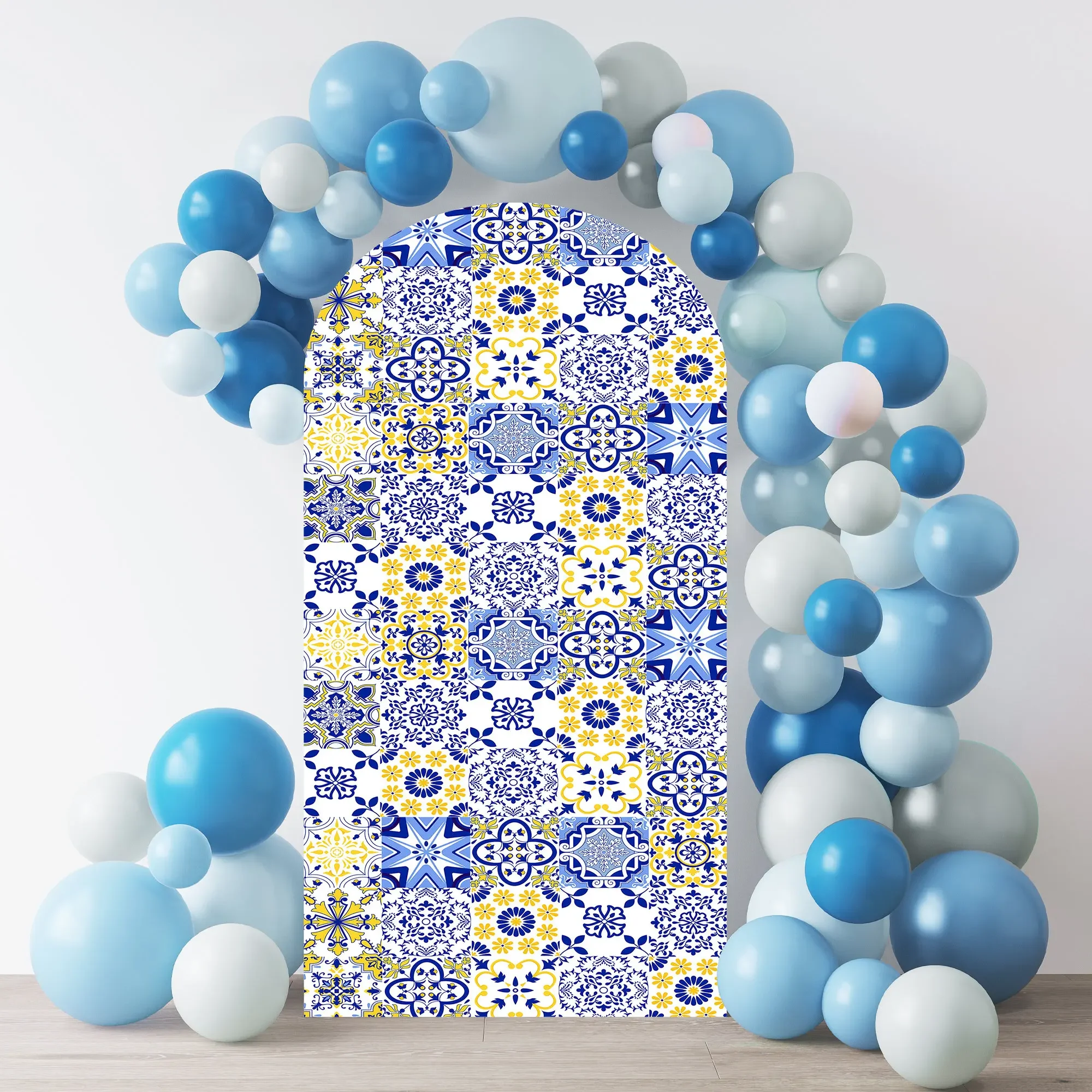 Mehofond Custom Mediterranean Lemon Tiles Birthday Cover Chiara Arch Background Baby Shower Party Decor Backdrop Photo Doublesid