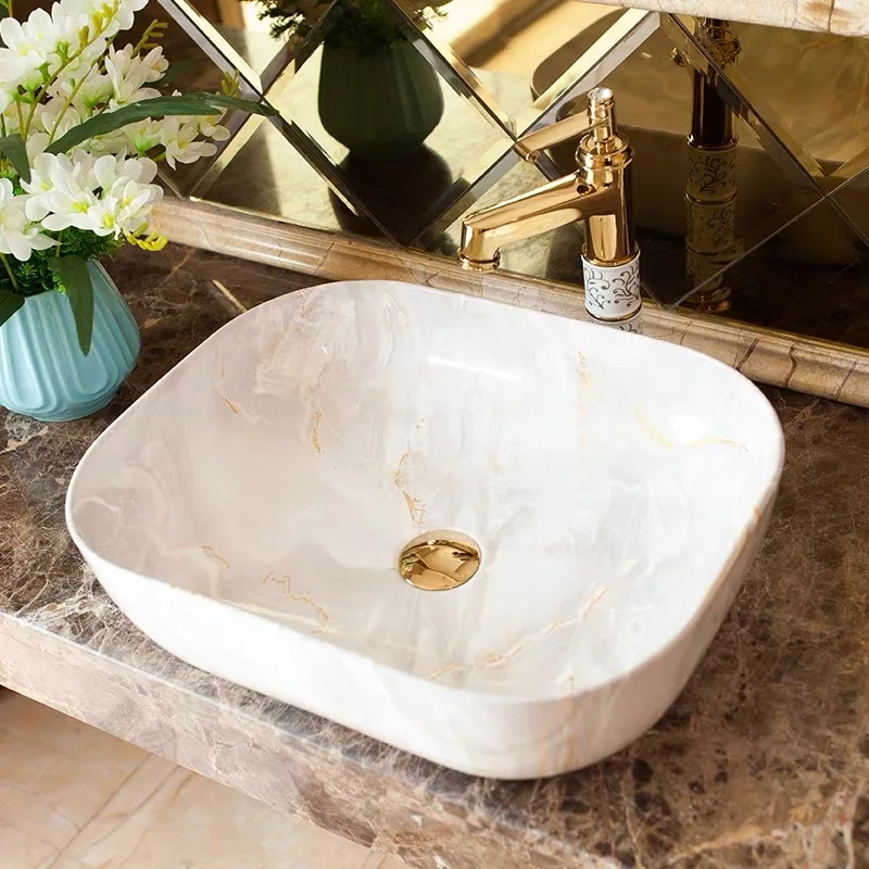 Marble ceramic table basin single hole washbasin cross-border export washbasin bathroom