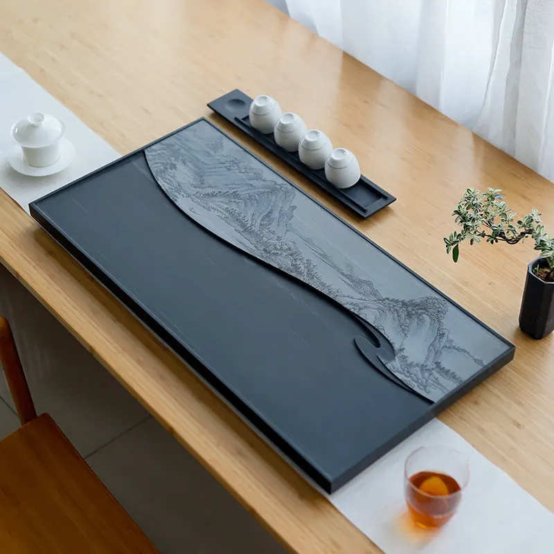 

Hospitality Dining Tea Tray Luxury Office Stone Valet Chinese Kitchen Rectangle Long Tea Tray Living Room Bandejas Home Products