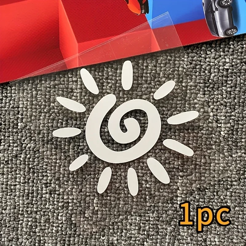 1PC Holographic & White Sun Swirl Sticker - Vibrant Vibe, Removable Decorative Decal for Car Windows, Laptops & Skateboards