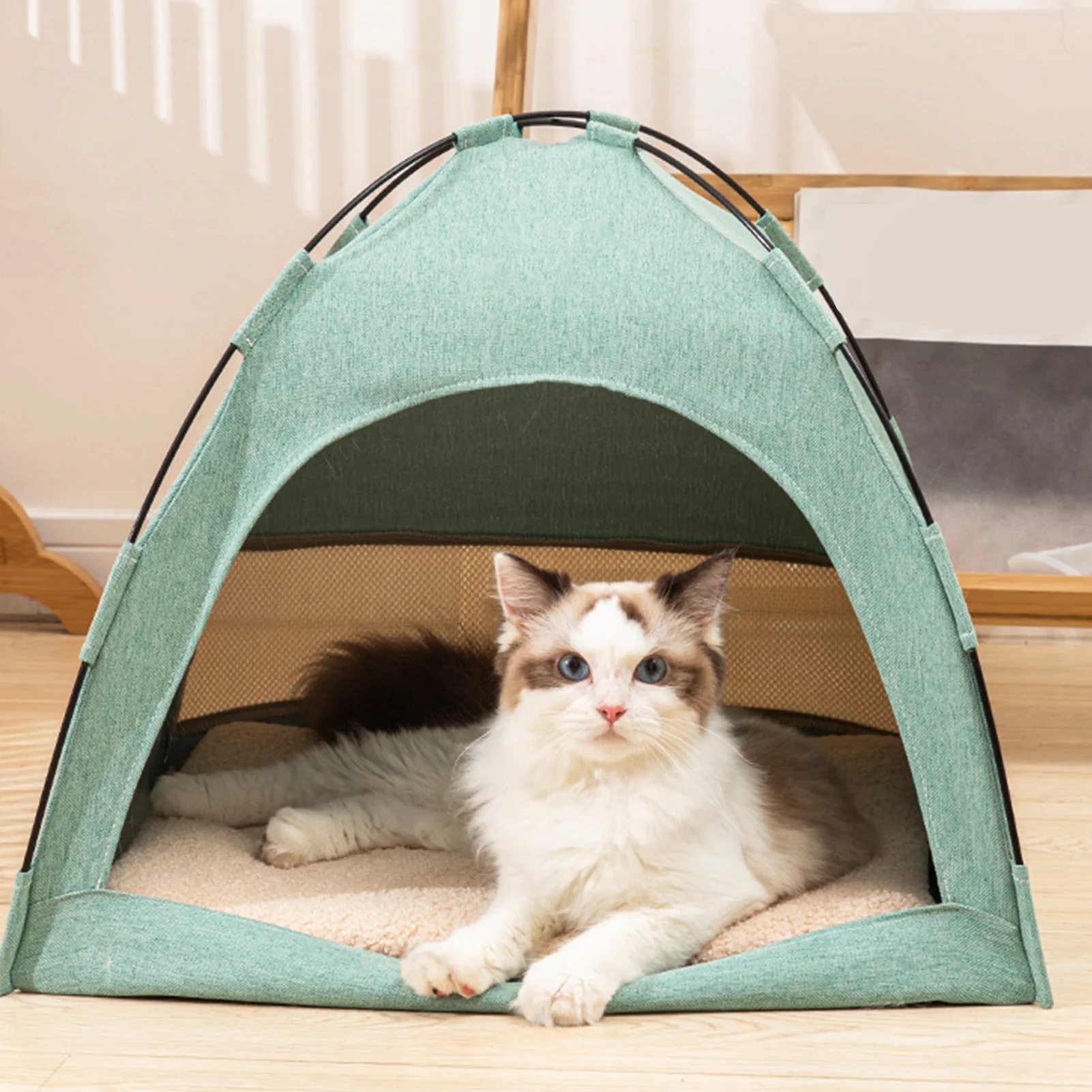 Pet Tent Bed Cats House Supplies Products Accessories Cushions Furniture Sofa Basket Beds All Seasons Clamshell Kitten Tents Cat