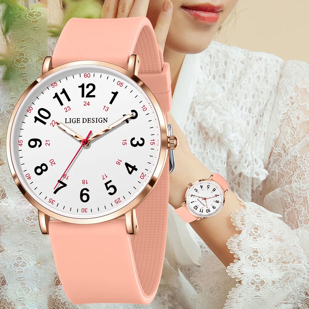 

LIGE Simple Vintage Classic Fashion Casual Women Watch For Men Ladies Silicone Belt Elegant Wild Creative Quartz Wristwatch Men