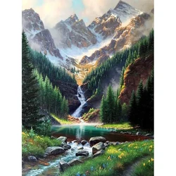 QW016DIY Diamond Painting Kit Landscape Waterfall Full-circle Diamond Embroidery Cross-stitch Home Decoration @ @ 30 * 40cm