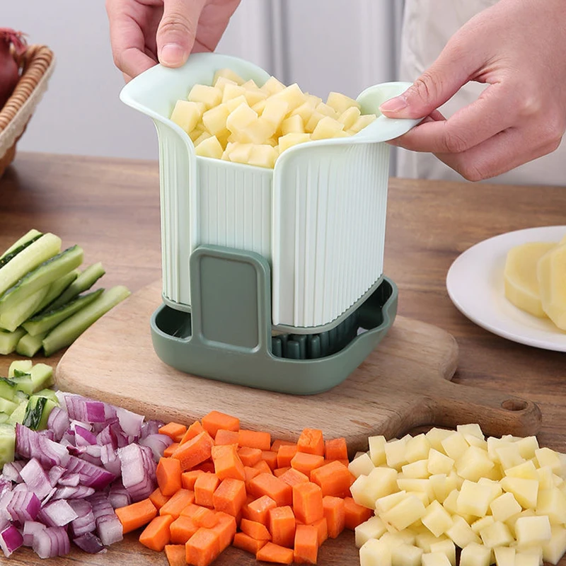 Multifunctional Plastic Vegetable Chopper Hand-Pressed Onion Dicer Cucumber Slicer Potato Cutter Food Contact Safe Kitchen