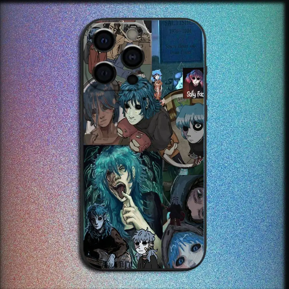 حافظة هاتف لهاتف آيفون 16,15,14,13,12,11,Pro,XS,Max,XR,Plus,E,Mini مقاومة للصدمات كارتونية S-Sally Face SF غطاء أسود رائع