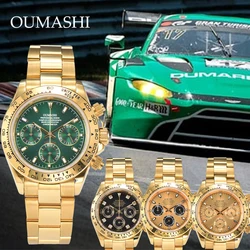 OUMASHI Design 39mm Light Luxury Series watches gold coloured stainless steel case sapphire water resistant VK63 quartz watches