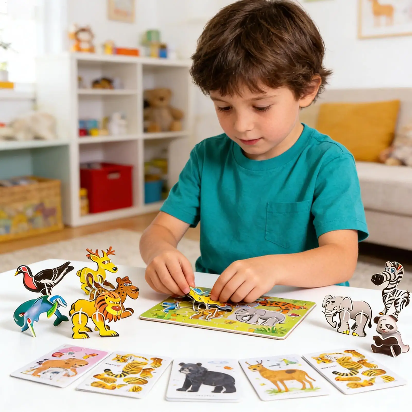 3D Puzzles for Kids 25 Piece DIY Creative Assembly Toy DIY 3D Creative Paper Jigsaw Puzzle for Classroom Family Road Trip Boys