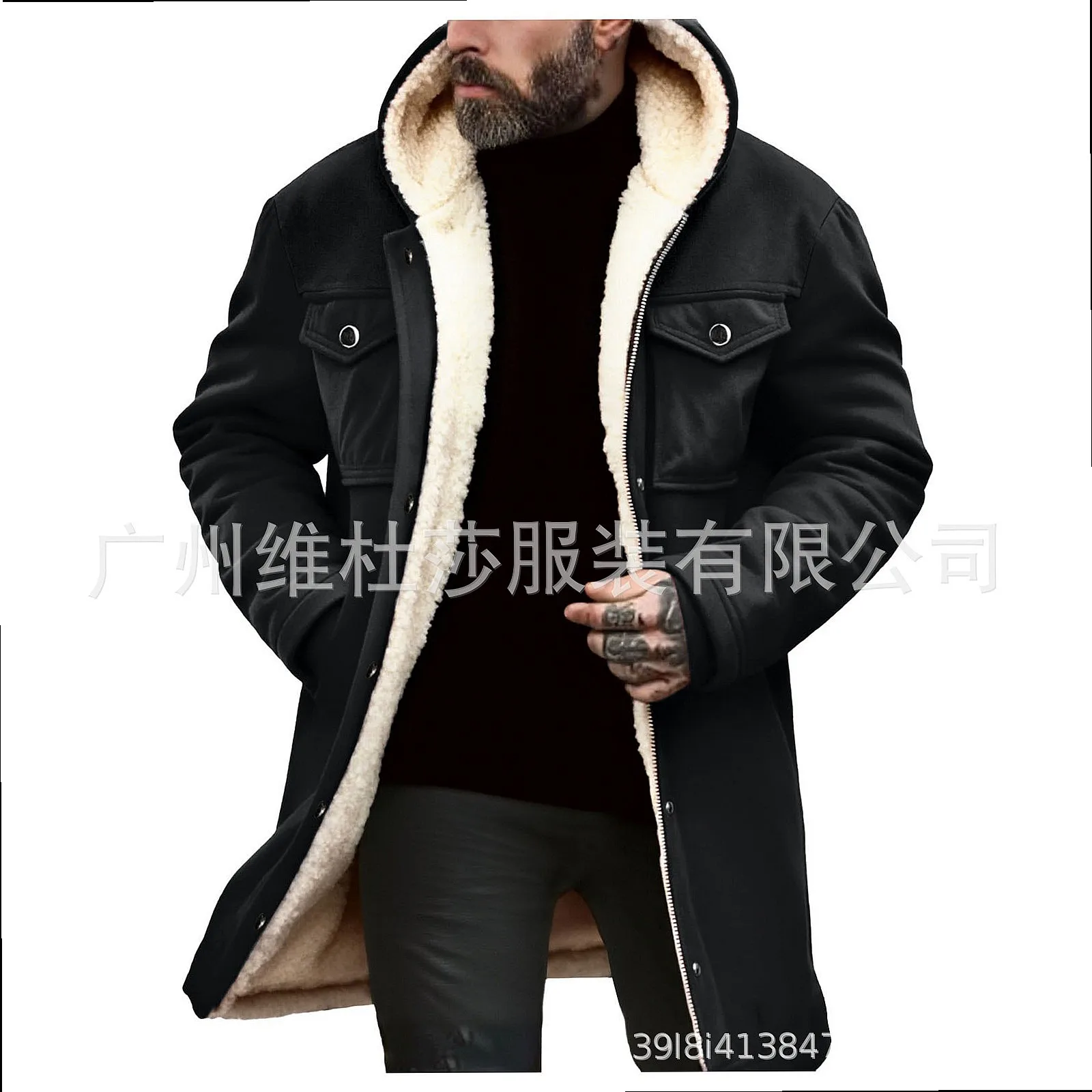 Men Suede Colorblock Coats with Multiple Pockets Zipper Outerwear for Spring Summer