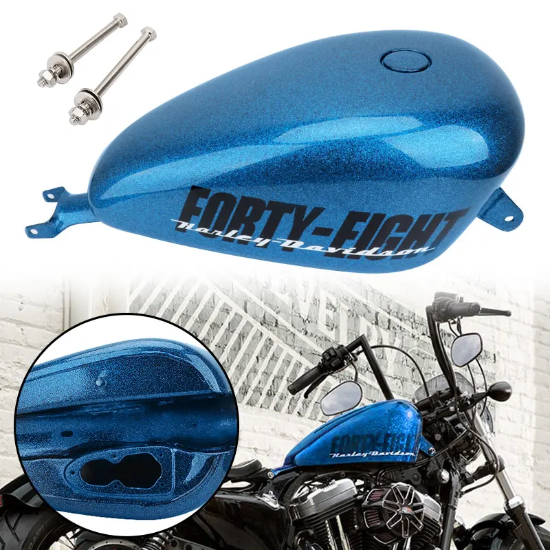 

Motorcycle Blue 3.8Gal 14.4L Gas Large Capacity Tanks Fuel Tank For Harley Sportster Iron XL 48 883 1200 Forty-eight 2007-2023