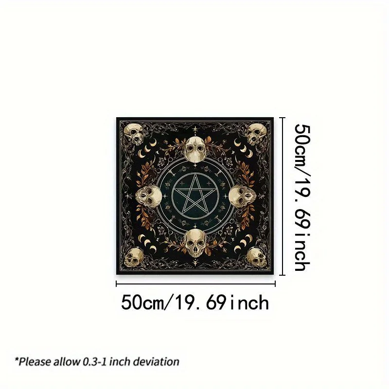 1pc Mysterious Pentagram & Skull Pattern Tablecloth, Art‑style Altar Cloth for Divination Card Games, Party Supplies