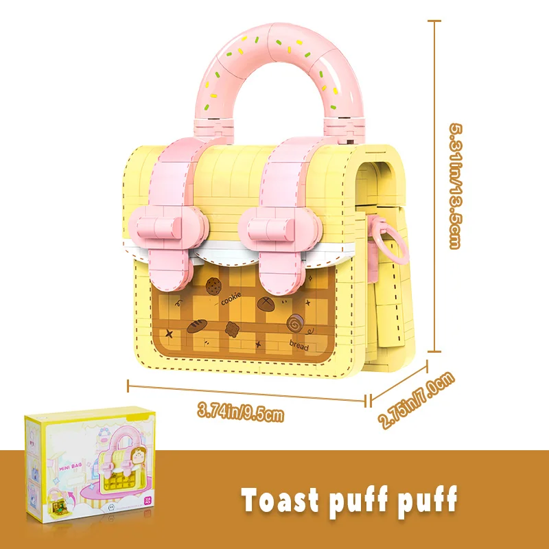 Mini Sweet Handbag Building Set, Creative Toast Cartoon Bag Fairy Tale Miniature Scene, Home Decor Xmas DIY Gifts for Girls 8+