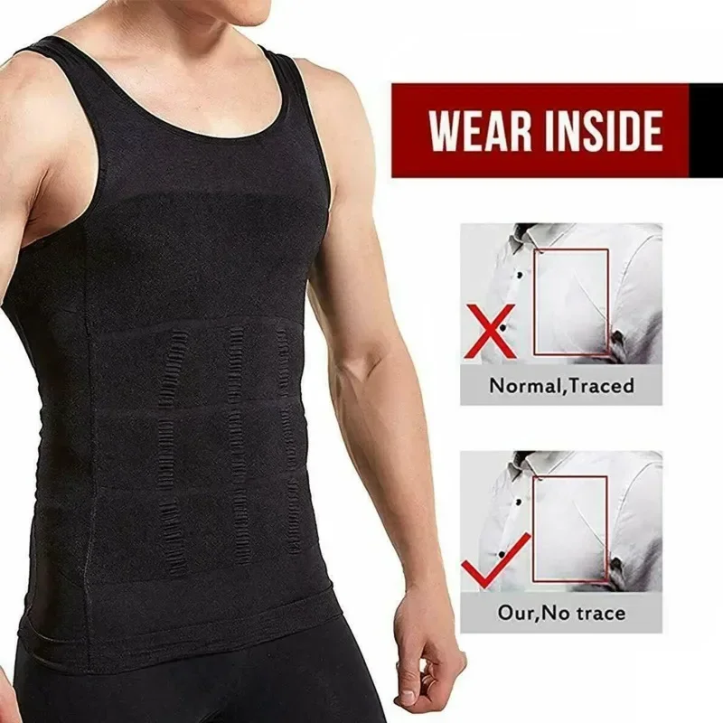 Men's Compression Body Shaper Tank Top, Slimming Vest Abs Abdomen Slim Gym Workout Tummy Control Compression Tank Top Shapewear