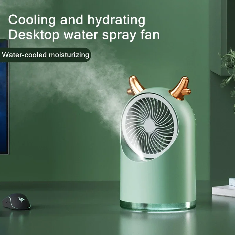 Water Mist Fan USB Rechargeable Electric Portable Air Spray Cooler 3 Speed Adjustable Mute Ice Fog Refrigeration For Home Office