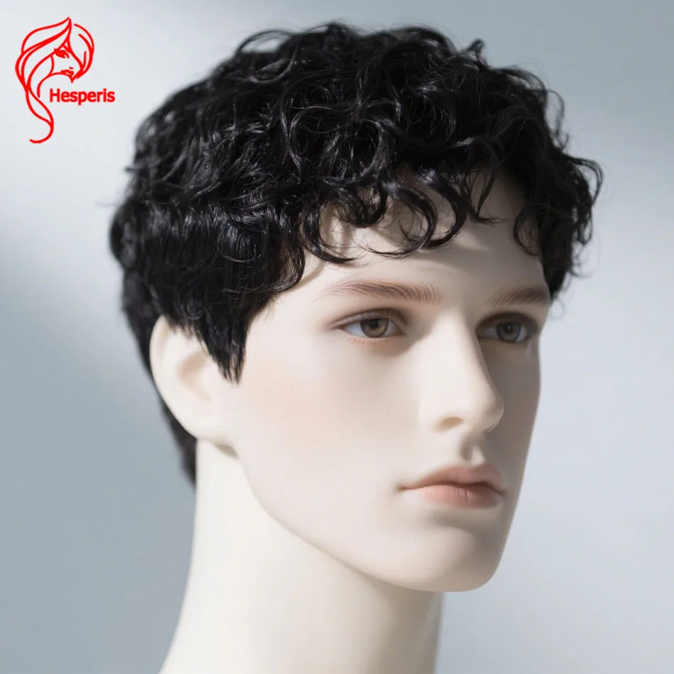 

Hesperis Curly Human Hair Full Lace Wig For Men Pixie Cut Brazilian Human Hair Male Wig Transparent Lace Boy Cut Culy Lace Wigs
