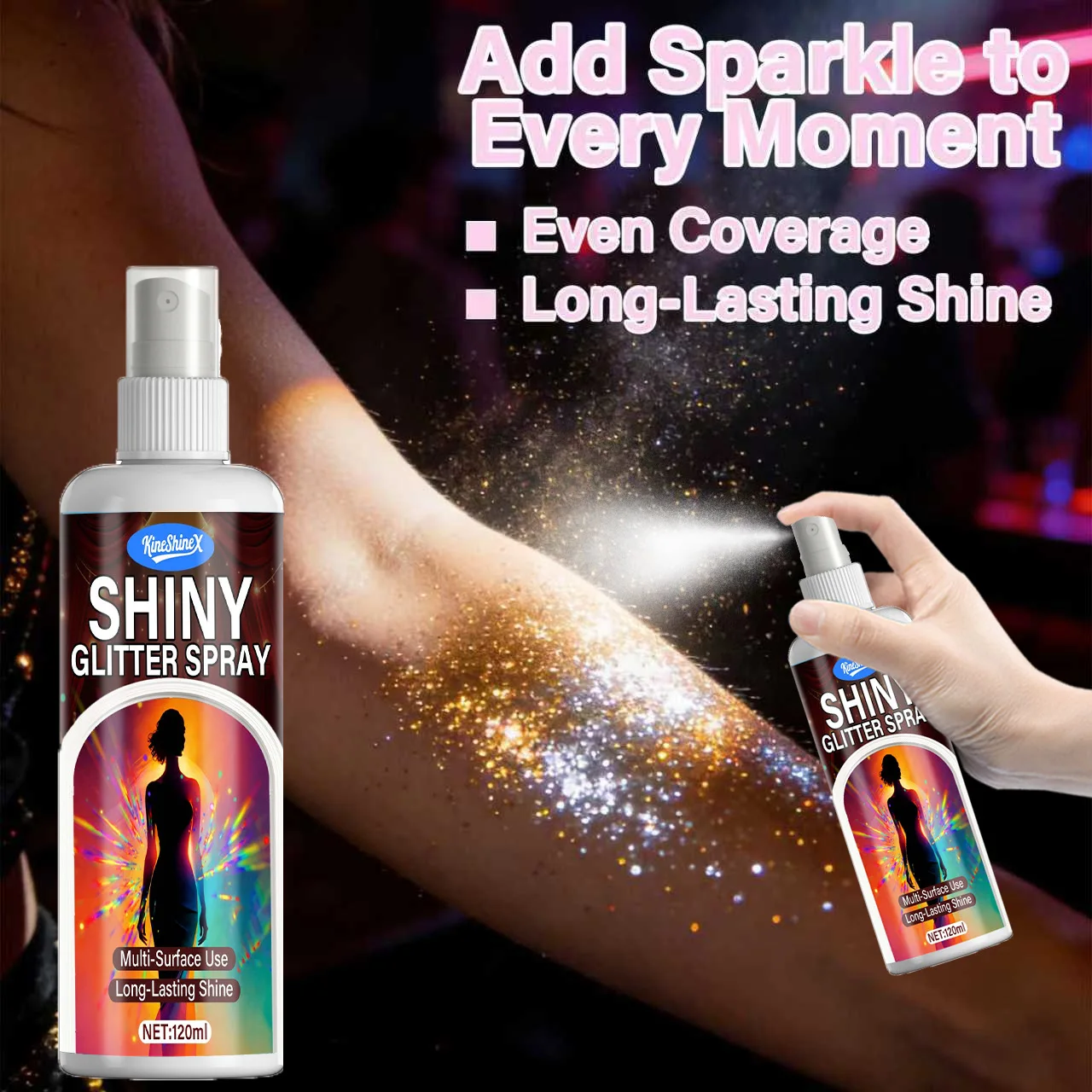 

120ml party shiny hair spray multi-purpose hair body face fine spray shiny shiny sparkler