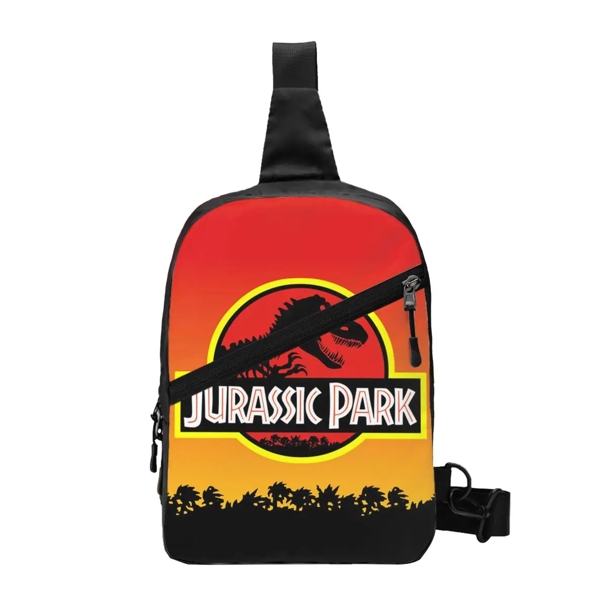 

Fashion Jurassic Parks Dinosaur Print Crossbody Sling Backpack Men Shoulder Chest Bag for Camping Biking