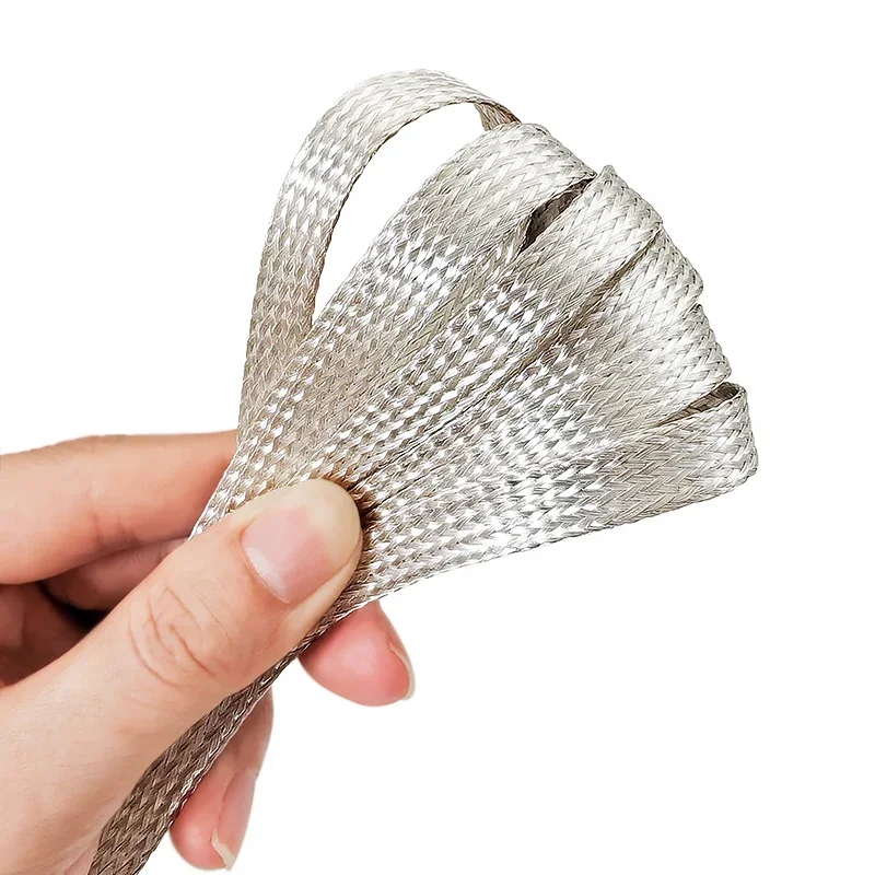 Multi-size 2~25mm Telescopic Silver Plated Copper Braided Net EMI Shield Sleeve Anti Interference All Kinds Signal Wires