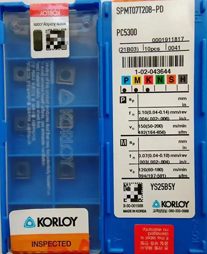 100% original KORLOY SPMT040204 SPMT050204 SPMT060205 SPMT07T208 SPMT090308 SPMT11T308 SPMT130410 SPMT15M510 PD PC5300