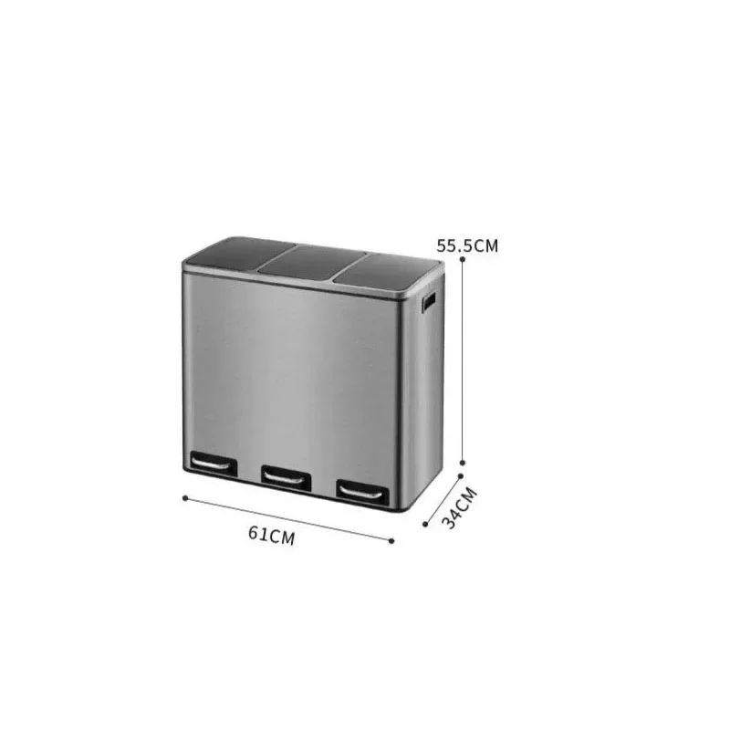 Stainless Steel Recycling Trash Can, Foot Pedal Waste Bin with Soft Close, Kitchen Separation Dustbin for Home & Office
