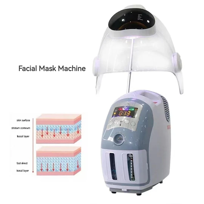 Oxygen Facial Mask Dome Hyperbaric Spray Oxygen Jet Beauty 7 Color Skin Care Peeling Acne Treatment Wrinkle Removal Machine