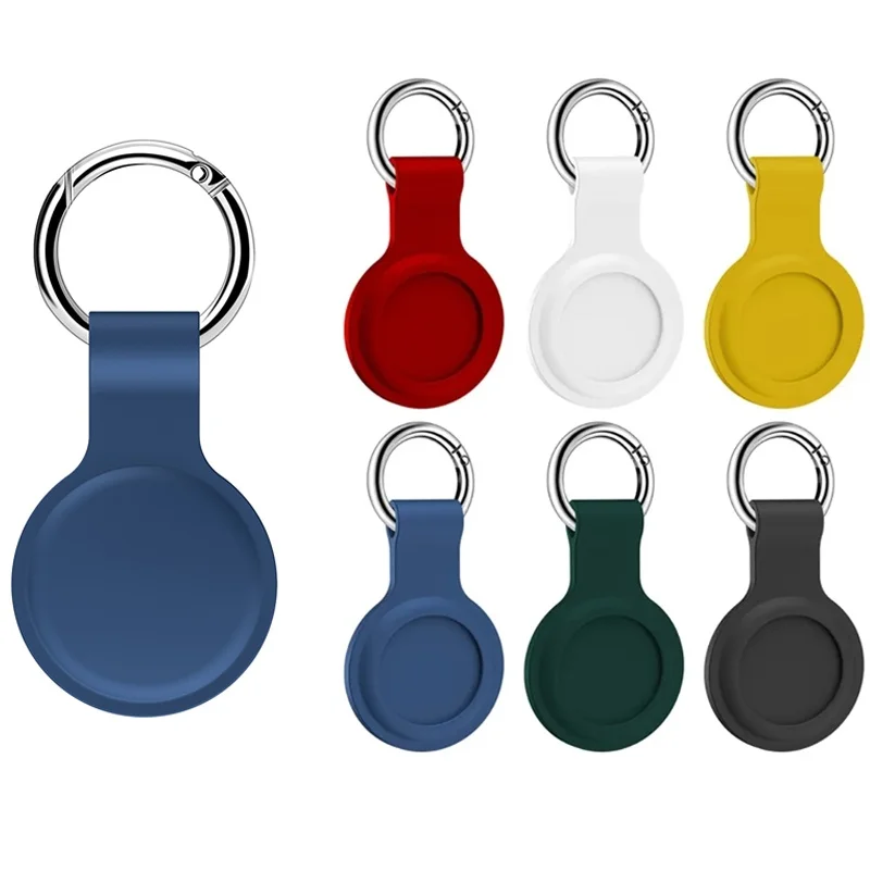 

Cover For Apple Airtags Case Liquid Silicone Protectiv Shell Anti loss Tracker Accessorie Anti-scratch Cover Shell With Keychain