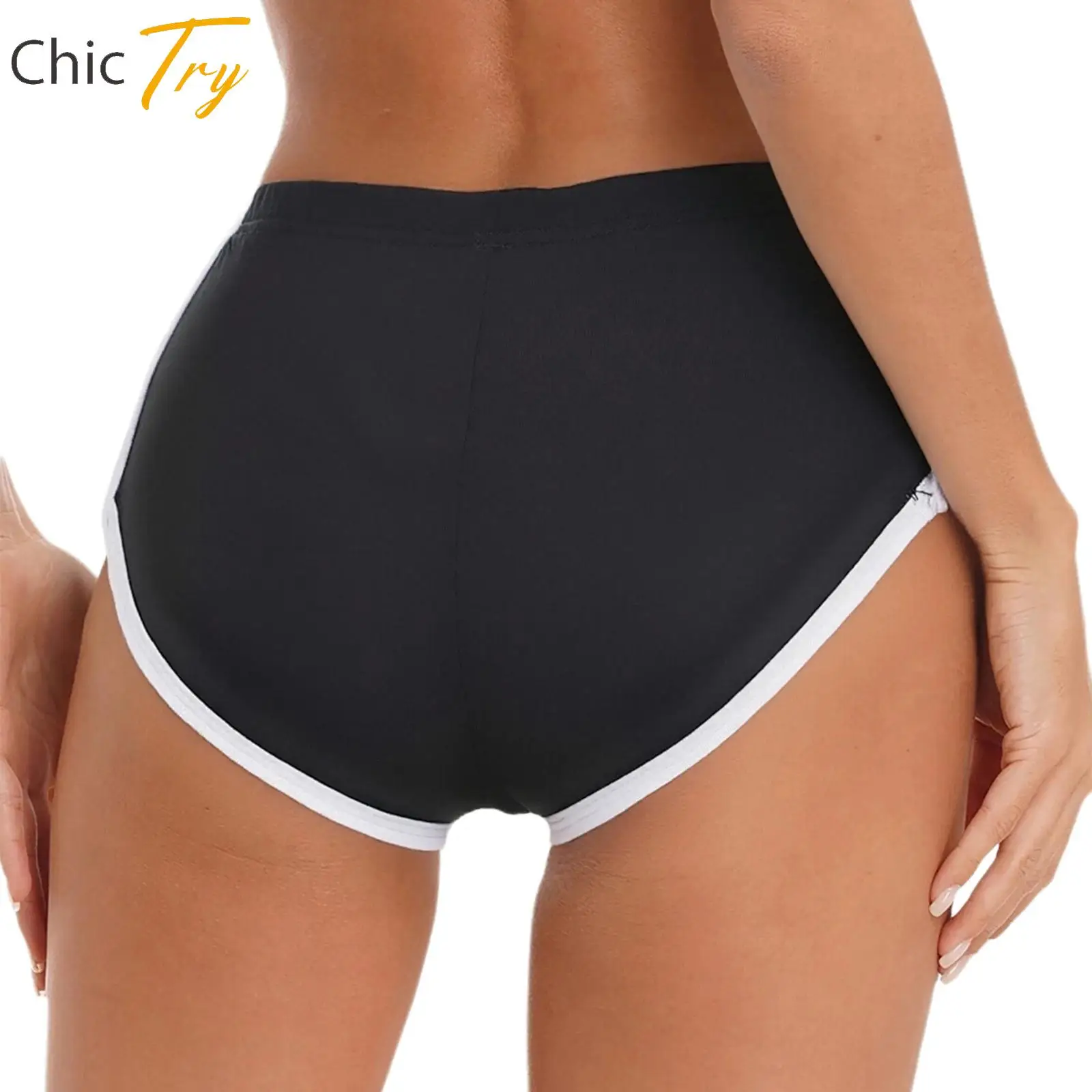 

Yoga Shorts Womens Stretchy Sports Bottoms Contrast Color Booty Shorts Hot Pants for Gym Yoga Fitness Running Cycling Pole Dance