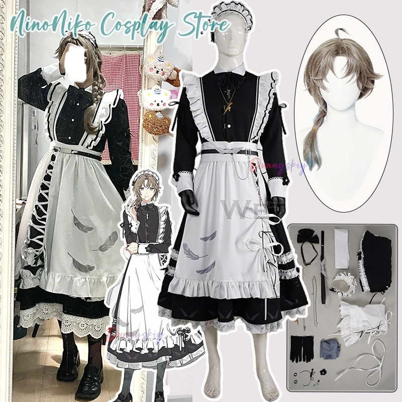 

Vtuber Kanae 코스프레 Costume Japanese Style Maid Outfit Black White Long Dress Lolita Unisex Men Women Anime Party Roleplay Suit