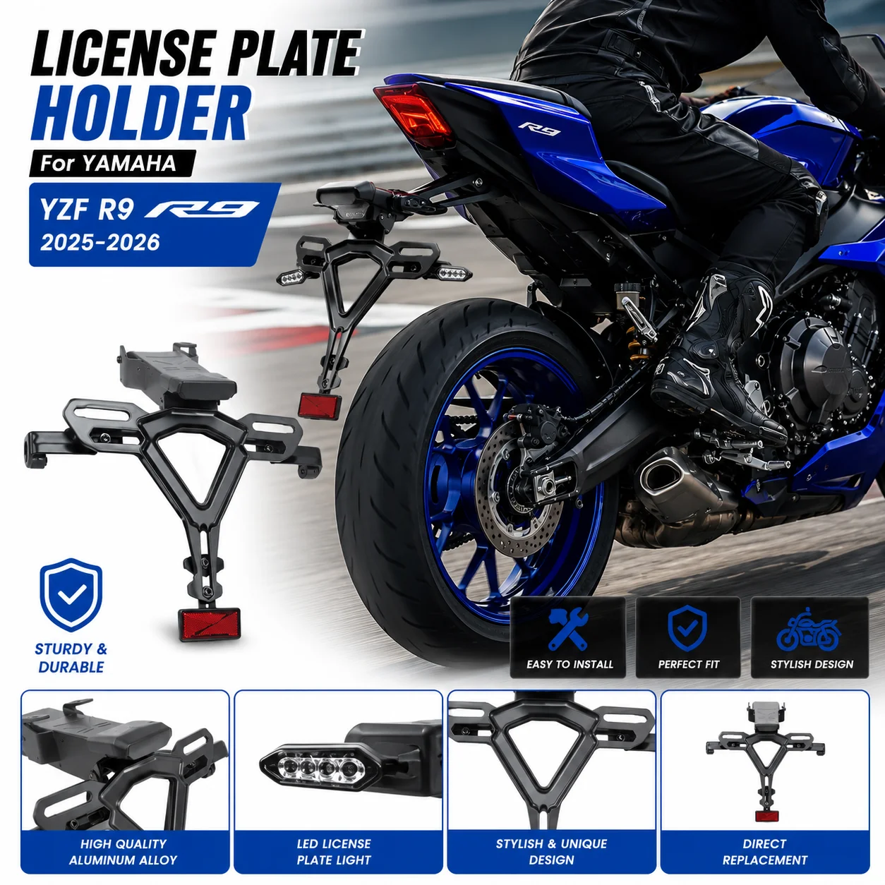 support-de-plaque-d'immatriculation-arriere-pour-moto-yamaha-yzf-r9-2025-2026-–-support-de-fixation-pour-eliminateur-de-garde-boue-arriere