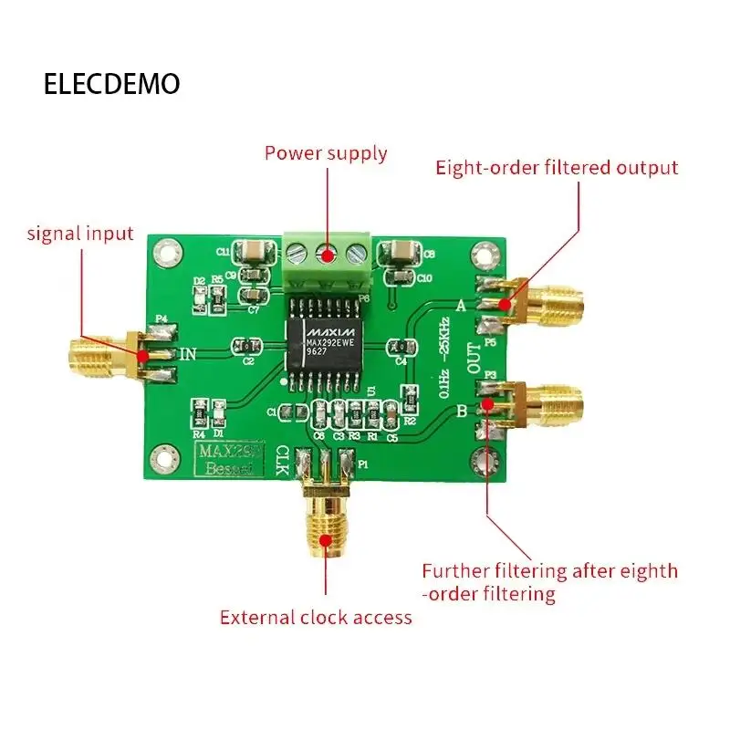 مرشح تمرير منخفض MAX292 تصفية عميقة على مدار الساعة تعديل تصفية تردد قابل للبرمجة #1