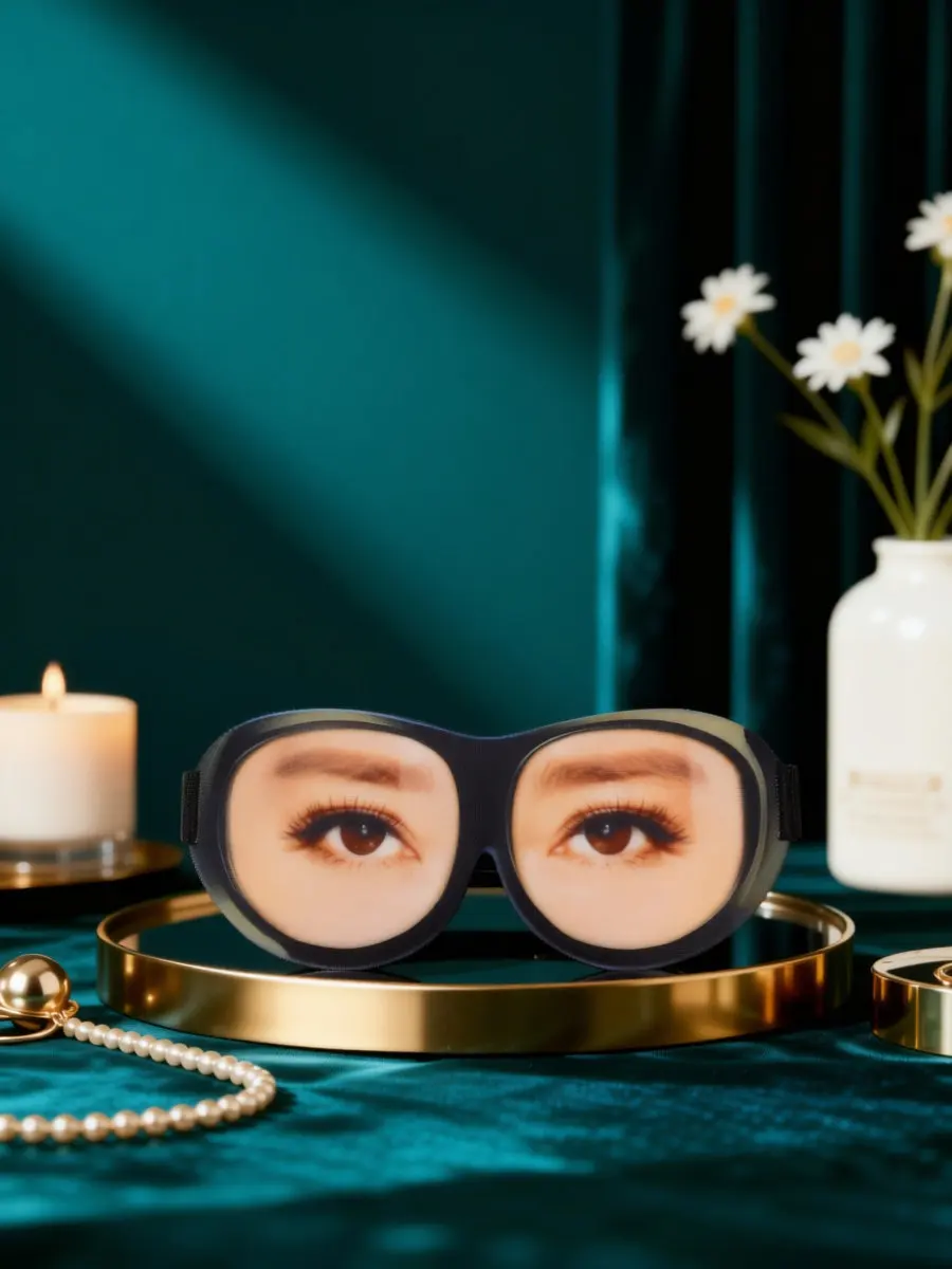 3D Stereoscopic Glasses Eyeshade Dacron Milk Fiber Soft Lightweight Eye Mask for Sleep Travel Home Outdoor Light Blocking Funny