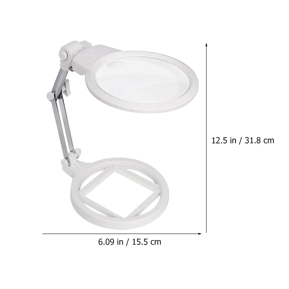 Craft Magnifying Glass with Light Glasses LED Magnifier Jewelry Holder Desk Cross Stitch Manicure Lamp