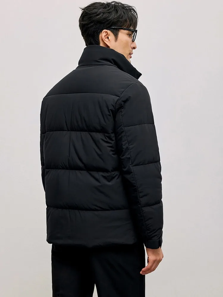 Autumn Winter Male Leisure Black Warm Goose Down Coat Zipper Stand Collar Men Puffer Jacket Thick Windproof Outerwear Hot Sale
